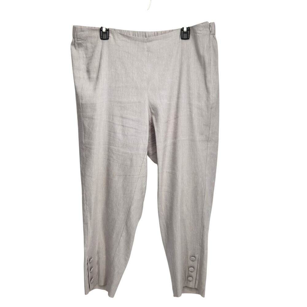 J. Jill Linen Stretch Light Gray Straight Leg Cropped Linen Blend Pants Women XL